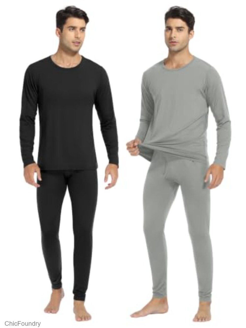 Men's Fleece Lined Thermal Underwear Set Long Johns Top Bottom 2 Sets